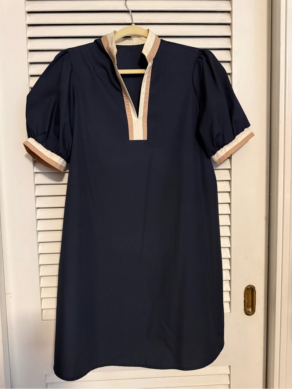 Women’s Navy Shift Dress with Contrast Trim